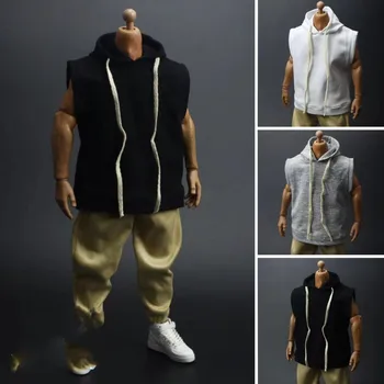 1/6 model oblečenie voľné kovanie športové bežné sveter bez rukávov s kapucňou športové top basketbal tank top Vesta Pre 12 Palcový obrázok