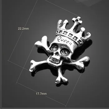 10 Kusov 22.2 mm*17.7 mm Starožitné Strieborné Pozlátené kovové pirate skull charms pandent pre šperky robiť