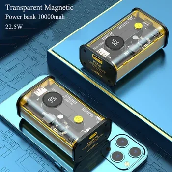 10000mAh Transparentné Wireless Power Bank Prenosné Bezdrôtové Magnetické Externá Batéria Pre iphone 14 13 12 Pro Max samsung