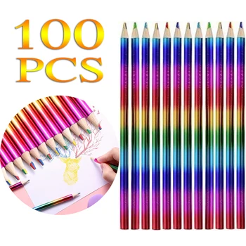 100ks Farebné Ceruzky, Drevené Sústredné Gradient Pre Kreslenie, Písacie potreby Pre Študentov Školy Grafické efekty