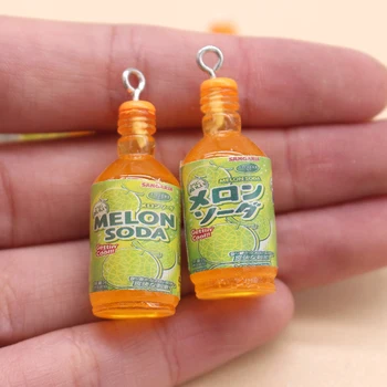 10pcs Japonsko Melón Soda Fľaša Živice Charms Roztomilý Náušnice Keychain Prívesok Doplnok Diy Remesiel Šperky Robiť
