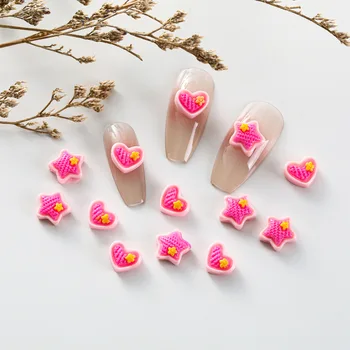 10pcs Kawaii Mini Živice Ružové Srdce Hviezdy Scrapbooking Embellishment Nail Art Miniatúrne Príslušenstvo Flatback Kúzlo Materiálov urob si sám