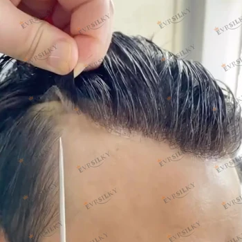 1B40 1B65 Sivá Ľudských Vlasov Muži Toupee Undetecatble 0,1 mm Pu Base Muž Parochne Náhradné Prírodné Vlasové Vlasy Protéza Kapilárne
