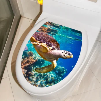 1pc DIY Podmorských Zvierat Vzor Kúpeľňa Decor 3D Wc Sedadlo Nálepky, PVC Umenie Tapety Odstrániteľné Kúpeľňa Obtlačky Wc Nálepky