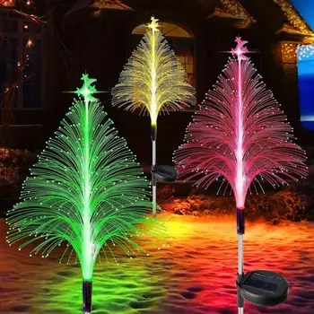 1pc LED Solárne Svetlá na Vianočný Stromček Solárne Optických Vlákien, Záhradné Osvetlenie, 7 Farby Nepremokavé Slnečné Svetlo na Dvore Vianoce