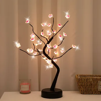 1PC Ružová Cherry Blossom 36 LED Bonsai Strom Svetlo Strom Lampy Pre Obývacia Izba Roztomilý Nočné Svetlo Pre Domáce Svadby Vianočný Dekor