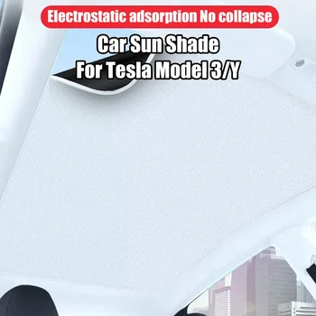 2 KS Pre Tesla Model 3/Y Strešným Slnečník Záclony Auto, Strechy, Tepelné Izolácie Elektrostatické Adsorpcie strešné okno opaľovací Krém