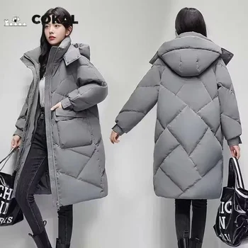 2023 Nové zimné žien kabát s kapucňou pribrala teplá bavlnená dole bežné veľké veľkosti oblečenia voľné kabát
