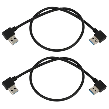 2X USB 3.0 Typ Muža 90 Stupňov Doľava Zahnutá Doprava Šikmého Predlžovací Kábel Rovno Spojenie 0,5 M DO 1,5 FT