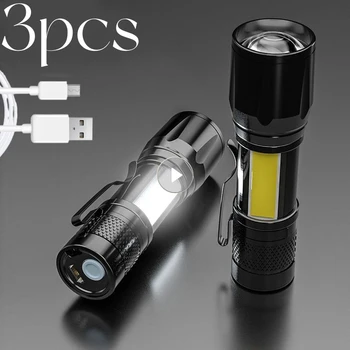 3ks LED Baterka Vrecku Núdzové Svietidlo Zoomovateľnom Pochodeň Hliníkovej Zliatiny 3 Svetelné Režimy Blesku Nepremokavé Horák