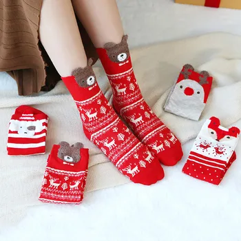 4 Páry Vianočné Ponožky Ženy Bavlna Karikatúra Roztomilý Santa Claus Elk Snehu Zábavné Ponožka Radi Zimné Nový Rok Ponožky, Vianočné Darčeky