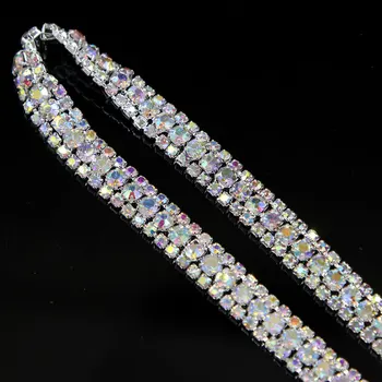 5Yards/veľa 9mm Diamante drahokamu Crystal AB 3rows Výbava Tortu Páskovanie Dekorácie/Odev, Príslušenstvo