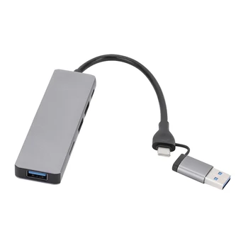 6 V 1 USB 3.0 Typ-C Extender Hub Dokovacej Stanice Multi USB Rozbočovač Adaptér USB 3.0 2.0 TF SD Slotu Čítačky pamäťových kariet