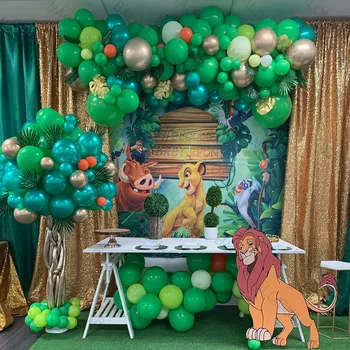 88Pcs Lion King Balóny Zelený Oblúk Garland Auta Latexové Balóny Dodávky Lion King Tému Chlapci Detská Narodeninová Párty Dekorácie