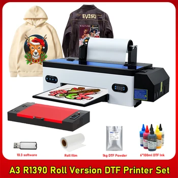 A3 DST Tlačiareň s Roll Feeder Priamo Do Filmu Preniesť A3 DST Tlačiareň Epson R1390 DST Tlač Macine Pre T shirt Všetky Textílie