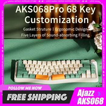 Ajazz AKS068 Tri Režime Rgb Mechanické Klávesnice Bezdrôtová 2.4 G Gaming Keyboard Hot-Swapp Klávesnice pre Pc, Notebook, Mac