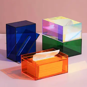 Akryl-Kreatívne Svetlo Luxusné Tkaniva Box Domov Obývacia Izba Skladovacie Škatule Papierové Krabice Bytové Dekorácie Skladovanie Zásob