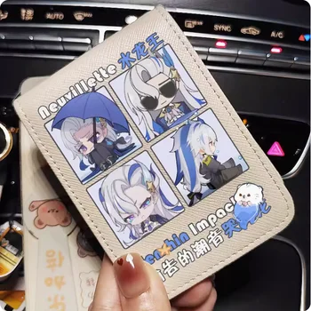 Anime Genshin Vplyv Neuvillette Módne Wallet PU Kabelku Karty Peňažné Držiteľ Taška Cosplay Darček B300
