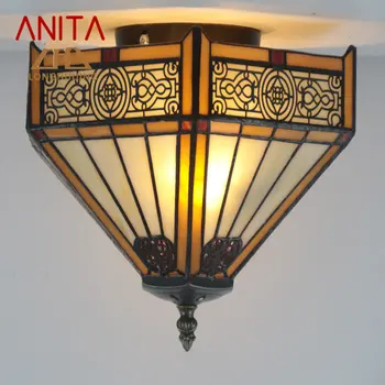 ANITA Európskej Tiffany Stropné Svietidlo LED Kreatívny Dizajn, Sklo Retro Príslušenstvo pre Domáce Spálňa Štúdia Uličkou Osvetlenie Interiéru
