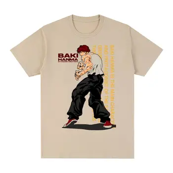 Baki Vintage T-shirt Anime Harajuku Hip Hop Streetwear Nadrozmerná Bavlna Mužov tričko Nové Tee Tričko Dámske Topy