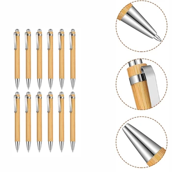Bambusové Zdvíhateľnej Guľôčkové Pero, Čierny Atrament, 1 Mm Produkty Balíka Office Perá Bambusu Guľôčkové Pero Drevené Guľôčkové Perá