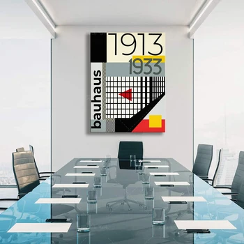 Bauhaus Exhibition1913-1933 Plagát Polovice Storočia, Moderné Retro Žltá Wall Art Print Obývacej Miestnosti Dekorácie