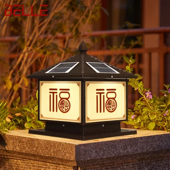 BELLE Vonkajšie Slnečné Post Lampa Ročník Tvorivej Čínsky Pilier Svetla LED Vodeodolné IP65 pre Domáce Villa Dvore