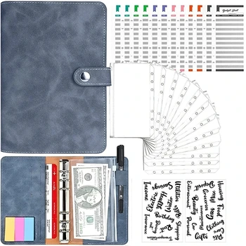 Binder Notebook A6 6 Otvorov Vrecká PVC Binder Zips Obálky Naplniteľné Notebook Kryt Kožené Úsporu Peňazí Obálky Plánovač