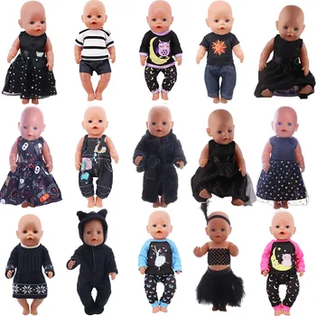 Black Bábiku Šaty, Sukne Vhodné Pre 18-Palcové Americké Dievča Vianočné Oblečenie 43 CM Bábiky Baby 18-Palcové Novorodenca Bábika