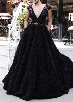 Black Marocký Večerné Šaty plesové Šaty tvaru Spp Rukávmi Tylu Korálkové Dlhé Luxusné Turecko, Dubaj, Saudská Arábia Prom Šaty Šaty