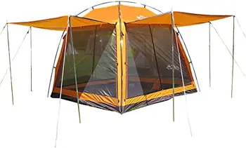 Camping Stan s Podlahou 4 Sezóny 8x8ft Veľké Oká Izba Útulku Baldachýn Vonku Altánok Mimo Pólov Vylúčené Orange