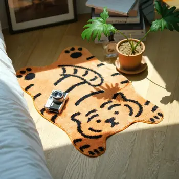 Cartoon Dekor Koberca Pre Miestnosti Bedrooom Kúpeľni Podlahové Jeden Kus Estetické Vstup Roztomilý Tiger Biely Orange Mat Malý Koberec