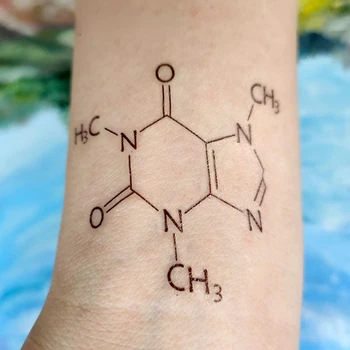 Chemické Molekulárnej Štruktúry Tetovanie Nálepky Kofeín Falošné Tetovanie pre Ženy Roztomilý Nepremokavé Dočasné Tatto Festival Art Tetovanie