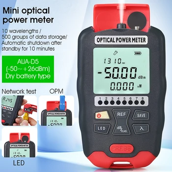 COMPTYCO Ručné -70+10dBm/-50+26dBm Mini Optická Power Meter OPM Optical Fiber Tester s LED Osvetlenie