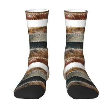 Cowhide Patchwork Tlač Textúra Šaty Ponožky pre Mužov, Ženy Teplej Módy Zvieracie Kožušiny, Kožené Posádky Ponožky