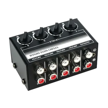CX400 Audio Mixer Studio Mini Stereo Mixer 4 Kanálový Pasívny Mixér Profesionálne Stereo Mini Mixér pre Nahrávanie DJ Vybavenie