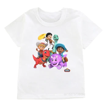 Deti Cartoon Dino Ranč Grafické Tlače T-shirts Chlapci Módy-Krátke Rukávy Topy Dievčatá v Lete Roztomilé Deti Oblečenie