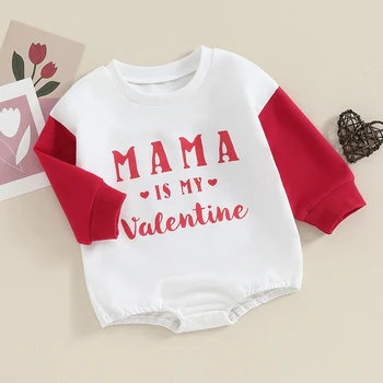 Detská Baby, Dievčatá, Chlapcov Mikina Romper Dlhý Rukáv Nadrozmerné Crewneck Jumpsuit Valentine s Deň Oblečenie