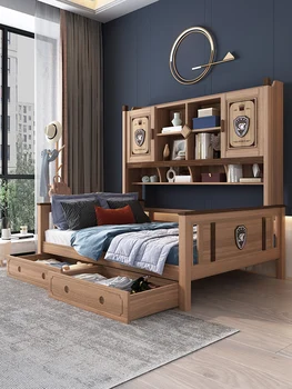 Detská skriňa, posteľ integrovaný full masívneho dreva skladovanie funkciu, skrine, spálne, proti múru, skriňa, posteľ kombinácia