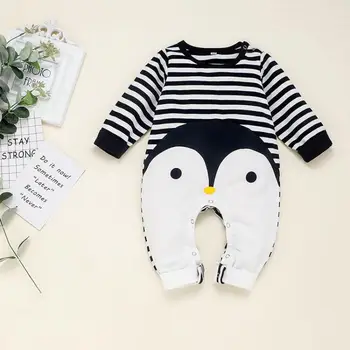 Dieťa Jeseň Jar Bavlna Cartoon Penguin Štýl Chlapec Oblečenie Novorodenca Dievča Oblečenie Dieťa Jumpsuit pre Detské Oblečenie