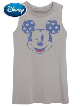Disney 2023 Nový Štýlový Mickey Mouse Karikatúra Tlače T-Shirt Módne Ženy O-Krku Pulóver Dlho Bez Rukávov Tee Topy Šedá Žena