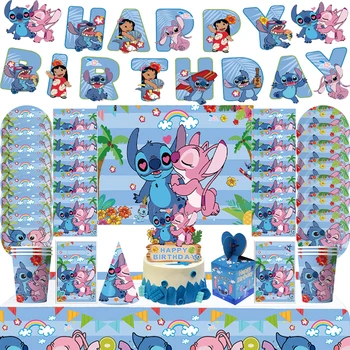 Disney Steh Narodeniny, Party Dekorácie Dodávky Lilo& Stitch Papier Napinks Poháre Doska Balóny pre Deti Radi Dekor Baby Sprcha