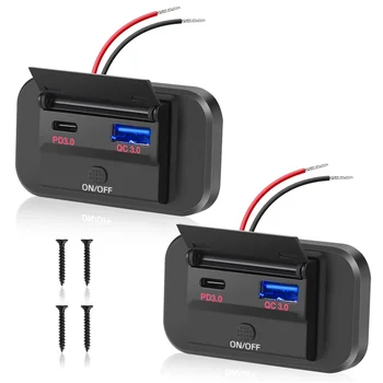 Dual USB C Nabíjanie Zásuvky Nabíjačka do Auta QC3.0 USB & PD Typu C, Rýchle Nabíjanie Zásuvky Zásuvky pre Auto Lode Motocykel, nákladné auto