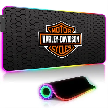 H-Harleys Davidson Logo Auta Veľké RGB Mousepad 90x40 Klávesnice Herné LED Svietiace Gumy Tabuľka Mat Notebook Anime Office Podložka pod Myš