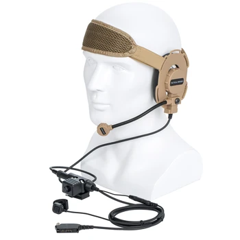 hnedé HD03 Taktické Bowman Elite II walkie talkie Rádio Headset s Prstom Mikrofón a U94 PTT Adaptér pre prijímac stp8000 Stp8030