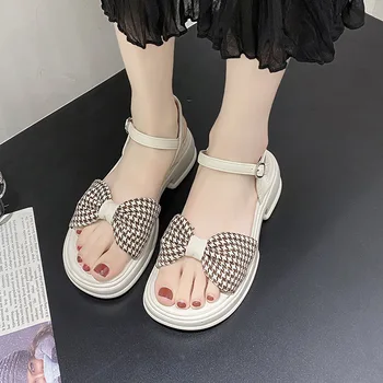 Hrubé-soled Sandále Ženy, Nový Luk Platforma Topánky V Lete kórejská Verzia Vonkajšie Bežné Sandále Ženy Modely.