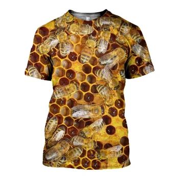 HX Obľúbené Zviera DInsect Bee Vytlačené T-Shirts Muži Ženy 3D Tlač Čistý Surového Medu Tee Tričko Krátky Rukáv Bežné Topy