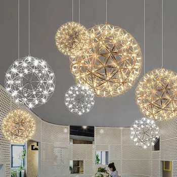 Iskra Star Prívesok Svetlo Moderné Jednoduché Kreatívne Led Lustre Ohňostroj Loptu visí Svetlá pre Hotel Schodisko Nákupné Centrum lampa