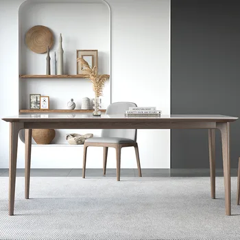 Jaseň, orech bridlice jedálenský stôl, prihláste obdĺžnikový jedálenský stôl, Japonský štýl stôl a stoličky kombinácii masívneho dreva stola