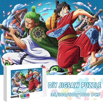 Jeden Kus Skladačky Puzzle Japonské Anime 300/500/1000 Kusy Dreva Puzzle Luff Roronoa Zoro Vzdelávacie Hračky pre Dospelých, Deti